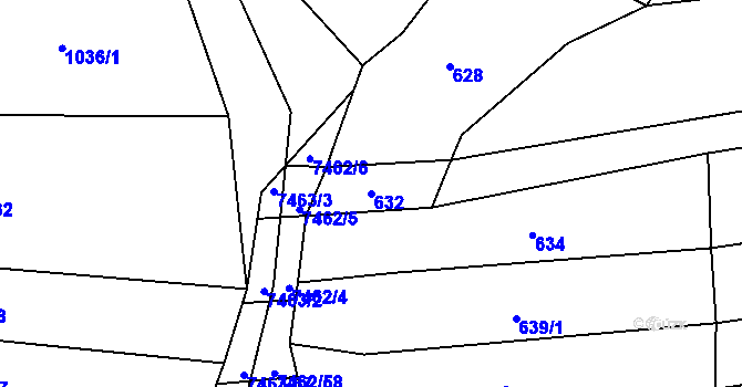 Parcela st. 632 v KÚ Uherský Brod, Katastrální mapa