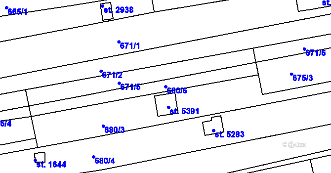 Parcela st. 680/6 v KÚ Uherský Brod, Katastrální mapa