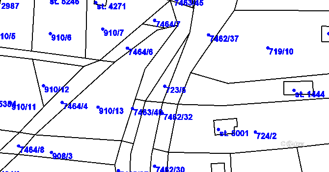 Parcela st. 723/5 v KÚ Uherský Brod, Katastrální mapa