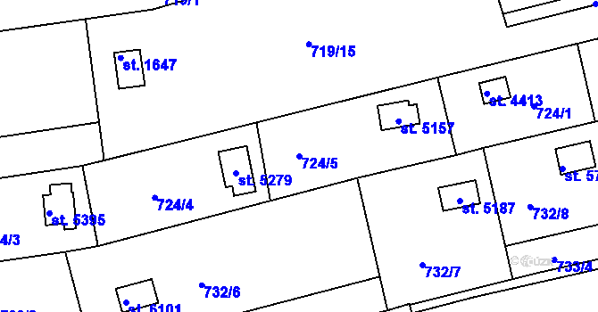 Parcela st. 724/5 v KÚ Uherský Brod, Katastrální mapa