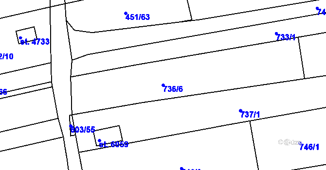 Parcela st. 736/6 v KÚ Uherský Brod, Katastrální mapa