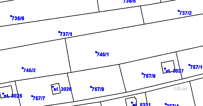 Parcela st. 746 v KÚ Uherský Brod, Katastrální mapa