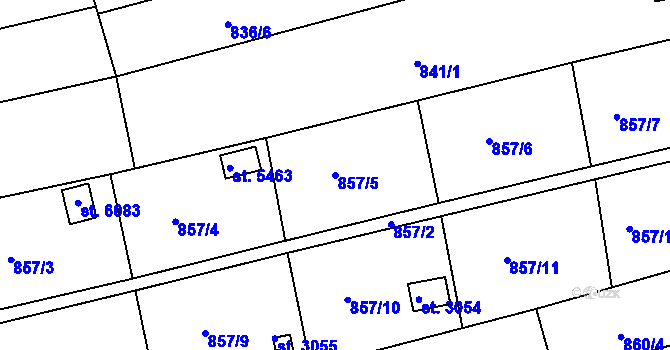 Parcela st. 857/5 v KÚ Uherský Brod, Katastrální mapa