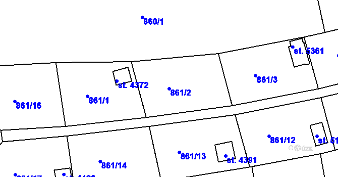 Parcela st. 861/2 v KÚ Uherský Brod, Katastrální mapa