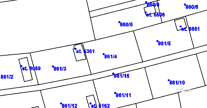 Parcela st. 861/4 v KÚ Uherský Brod, Katastrální mapa