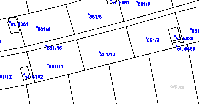 Parcela st. 861/10 v KÚ Uherský Brod, Katastrální mapa