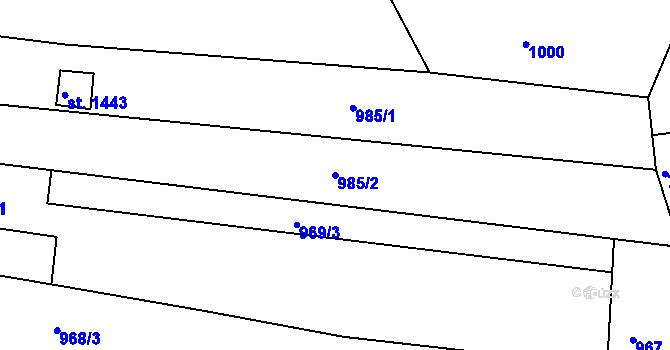 Parcela st. 985/2 v KÚ Uherský Brod, Katastrální mapa