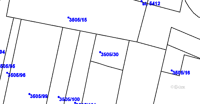 Parcela st. 3505/30 v KÚ Uherský Brod, Katastrální mapa