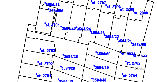 Parcela st. 3584/77 v KÚ Uherský Brod, Katastrální mapa