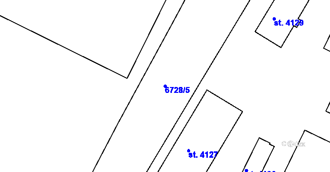 Parcela st. 6728/5 v KÚ Uherský Brod, Katastrální mapa