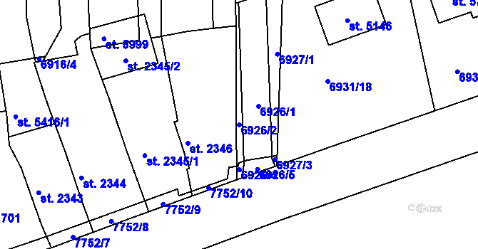 Parcela st. 6926/2 v KÚ Uherský Brod, Katastrální mapa