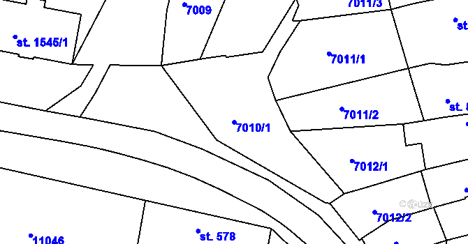 Parcela st. 7010/1 v KÚ Uherský Brod, Katastrální mapa
