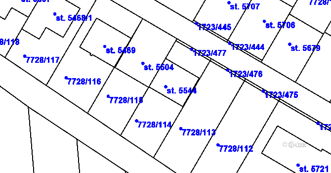 Parcela st. 5544 v KÚ Uherský Brod, Katastrální mapa