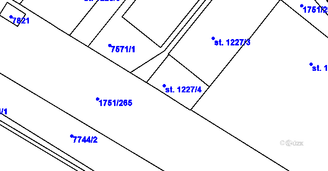 Parcela st. 1227/4 v KÚ Uherský Brod, Katastrální mapa
