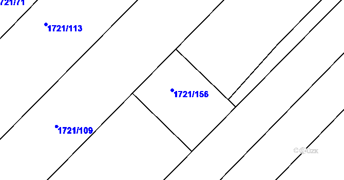 Parcela st. 1721/156 v KÚ Uherský Brod, Katastrální mapa