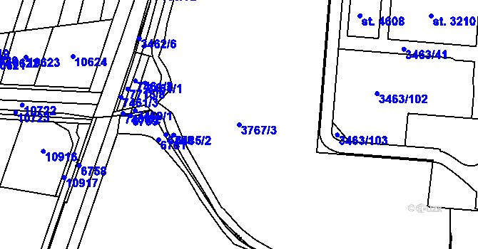 Parcela st. 3767/3 v KÚ Uherský Brod, Katastrální mapa