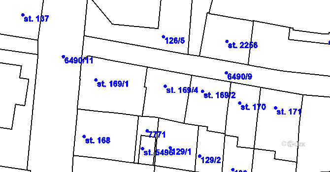 Parcela st. 169/4 v KÚ Uherský Brod, Katastrální mapa