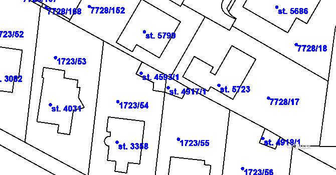 Parcela st. 4917/1 v KÚ Uherský Brod, Katastrální mapa