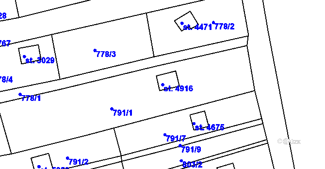 Parcela st. 4916 v KÚ Uherský Brod, Katastrální mapa