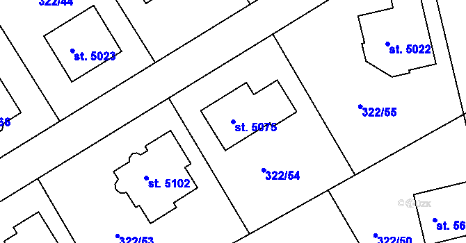 Parcela st. 5075 v KÚ Uherský Brod, Katastrální mapa