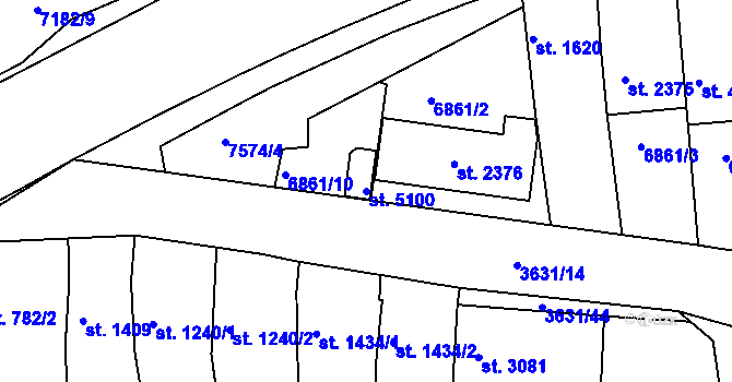 Parcela st. 5100 v KÚ Uherský Brod, Katastrální mapa