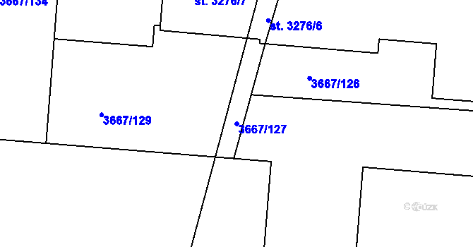 Parcela st. 3667/127 v KÚ Uherský Brod, Katastrální mapa