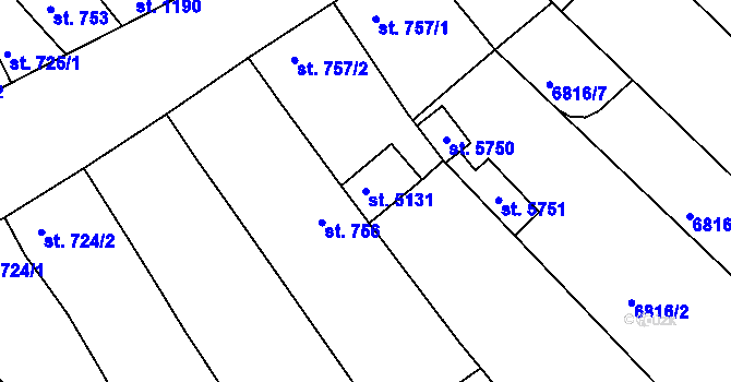 Parcela st. 5131 v KÚ Uherský Brod, Katastrální mapa