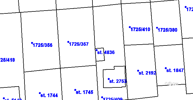 Parcela st. 4836 v KÚ Uherský Brod, Katastrální mapa