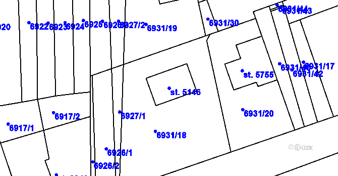 Parcela st. 5146 v KÚ Uherský Brod, Katastrální mapa