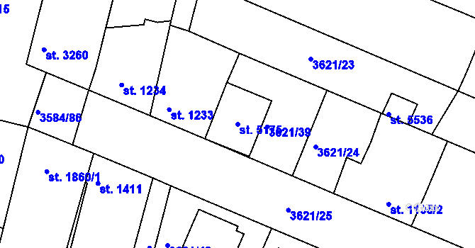 Parcela st. 5175 v KÚ Uherský Brod, Katastrální mapa