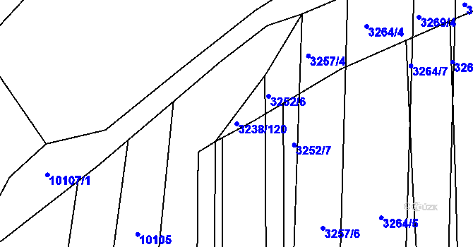 Parcela st. 3238/120 v KÚ Uherský Brod, Katastrální mapa