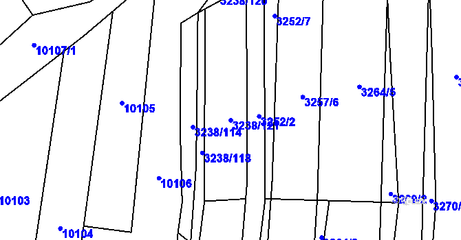 Parcela st. 3238/121 v KÚ Uherský Brod, Katastrální mapa