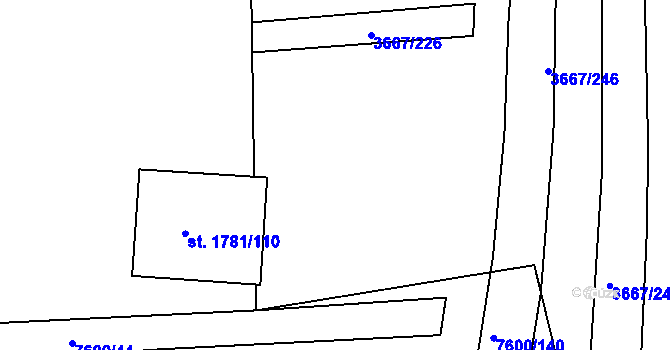 Parcela st. 3667/243 v KÚ Uherský Brod, Katastrální mapa