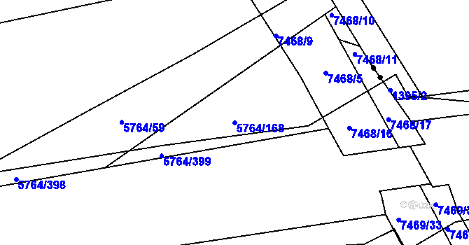 Parcela st. 5764/168 v KÚ Uherský Brod, Katastrální mapa