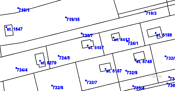 Parcela st. 5157 v KÚ Uherský Brod, Katastrální mapa