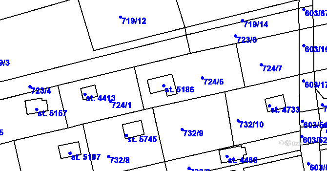 Parcela st. 5186 v KÚ Uherský Brod, Katastrální mapa