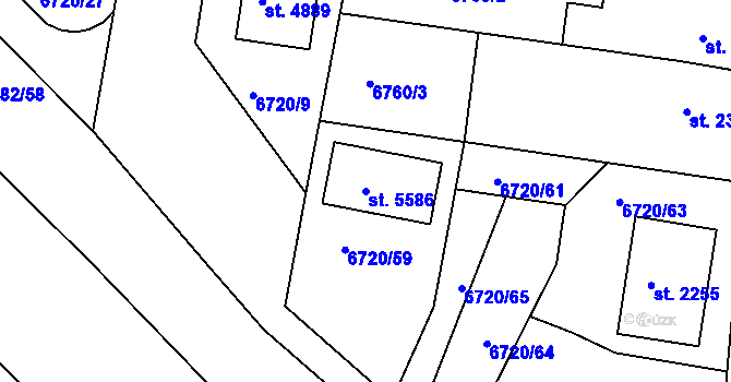 Parcela st. 5586 v KÚ Uherský Brod, Katastrální mapa