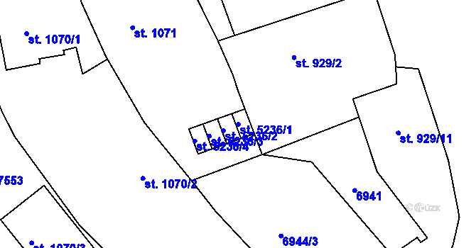 Parcela st. 5236/1 v KÚ Uherský Brod, Katastrální mapa