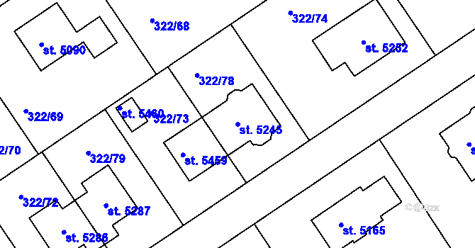 Parcela st. 5245 v KÚ Uherský Brod, Katastrální mapa