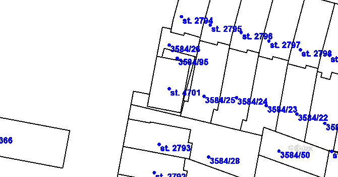 Parcela st. 4701 v KÚ Uherský Brod, Katastrální mapa