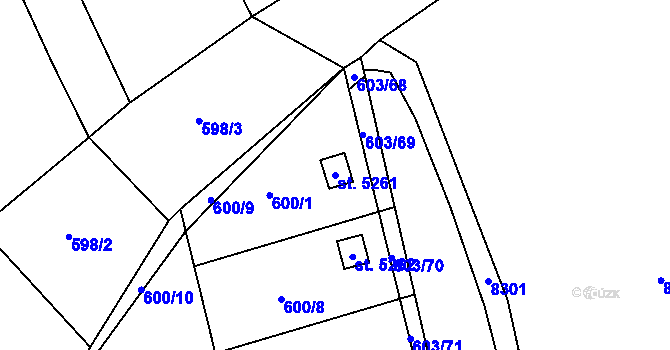 Parcela st. 5261 v KÚ Uherský Brod, Katastrální mapa