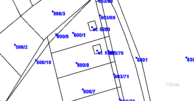 Parcela st. 5262 v KÚ Uherský Brod, Katastrální mapa
