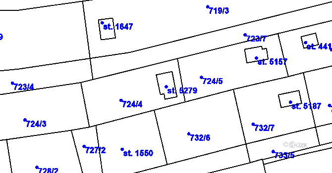 Parcela st. 5279 v KÚ Uherský Brod, Katastrální mapa