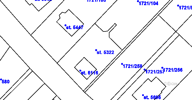 Parcela st. 5322 v KÚ Uherský Brod, Katastrální mapa