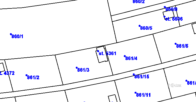 Parcela st. 5361 v KÚ Uherský Brod, Katastrální mapa
