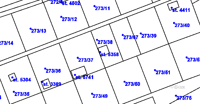 Parcela st. 5358 v KÚ Uherský Brod, Katastrální mapa
