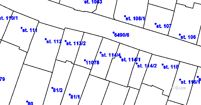 Parcela st. 114/4 v KÚ Uherský Brod, Katastrální mapa