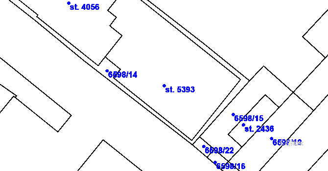 Parcela st. 5393 v KÚ Uherský Brod, Katastrální mapa