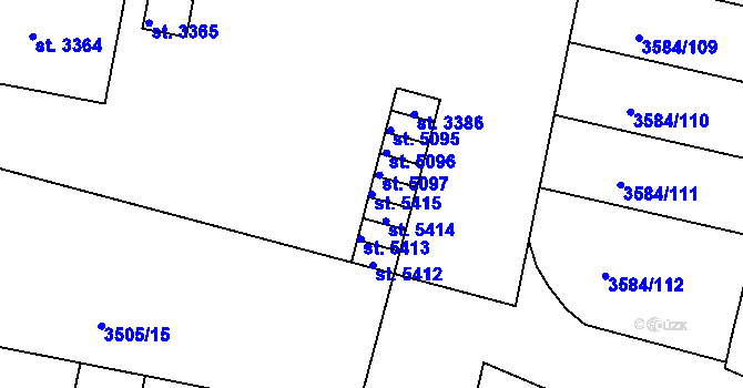 Parcela st. 5415 v KÚ Uherský Brod, Katastrální mapa