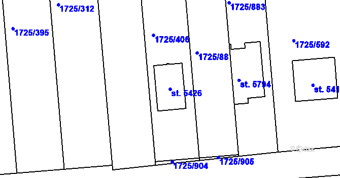 Parcela st. 5426 v KÚ Uherský Brod, Katastrální mapa